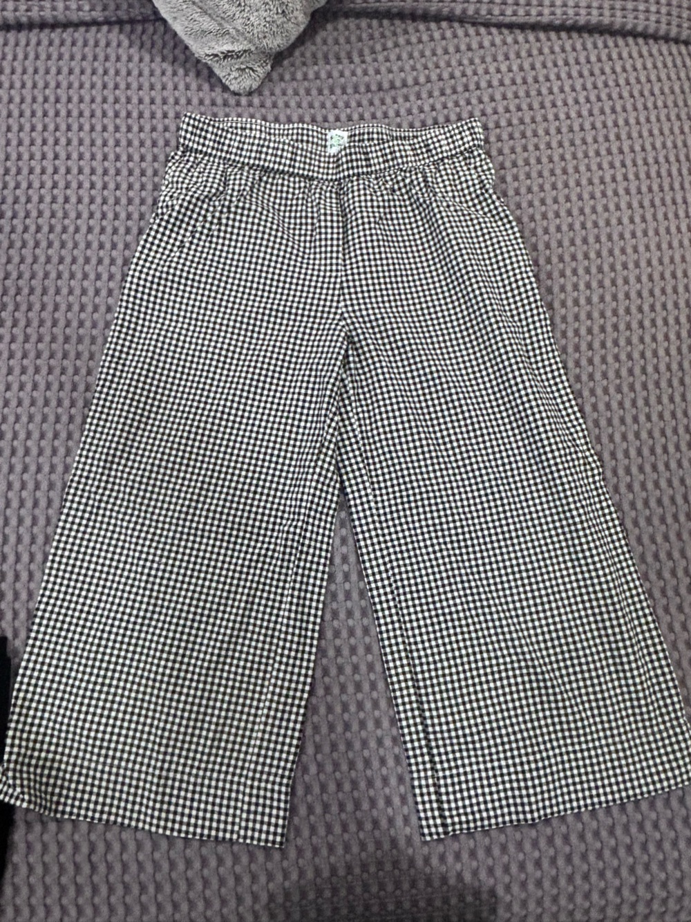 Wide Leg Gingham Pants - Black & White